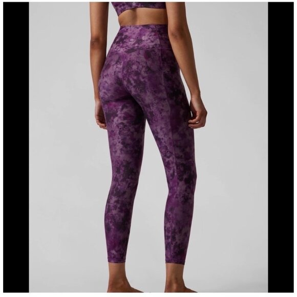 Athleta Pants - Athleta Salutation Stash Pocket Leggings Purple Tie-Dye Print High-Rise 7/8 Leng